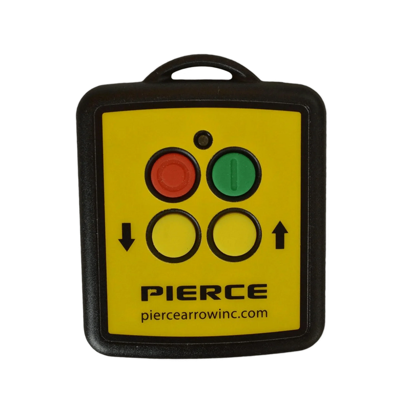 The Lodar LTD 2 Function Wireless Remote Control System features red and green buttons, two black arrows, and is designed for 12/24V solenoid equipment at 433 MHz.