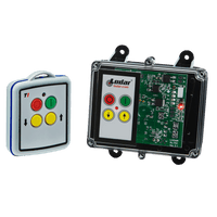 Introducing the 2 Functions Mini Wireless Control System from Lodar LTD, featuring the 92 Series Remote Transmitter and an FET Keypad Receiver equipped with buttons for up, down, and stop functions.