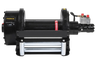 PIERCE 30,000 lb hydraulic recovery winch with long drum and air clutch, mounted on a metal base with rollers and control box.
