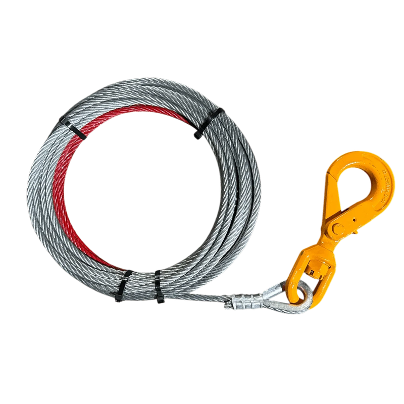 3/8 in Winch Cable | 50–150 ft | Safety Swivel or Self-Locking Hook