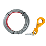 The Internal - Pierce Assembly Team 3/8" Winch Cable features a yellow metal hook, black ties for security, and a distinctive red stripe marking on the cable.