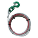 The PIERCE 3/8" Winch Cable, equipped with a green hook on one end and held together by black ties, offers impressive breaking strength.