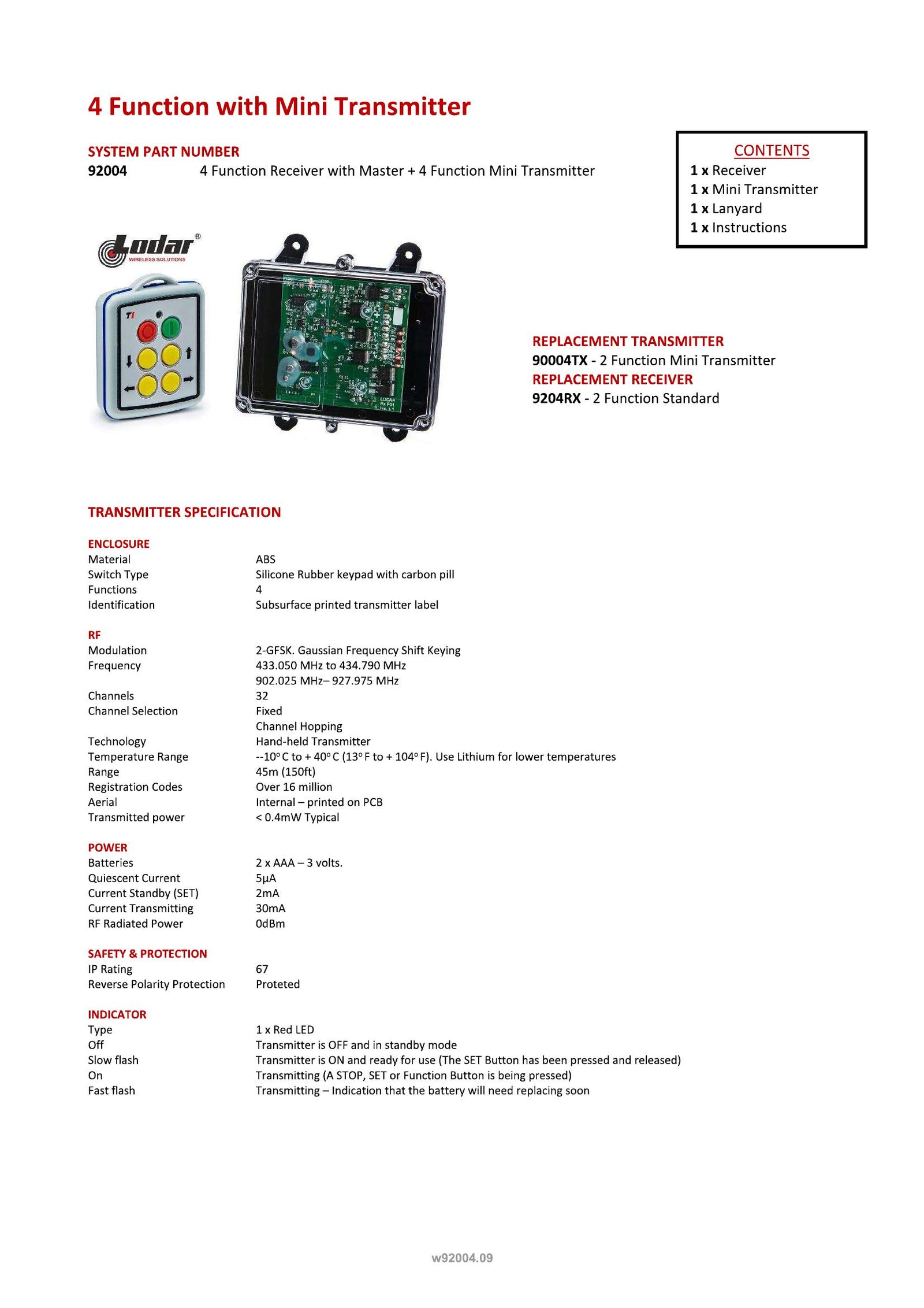 92004 - 4 Function with Mini Transmitter - Page 1