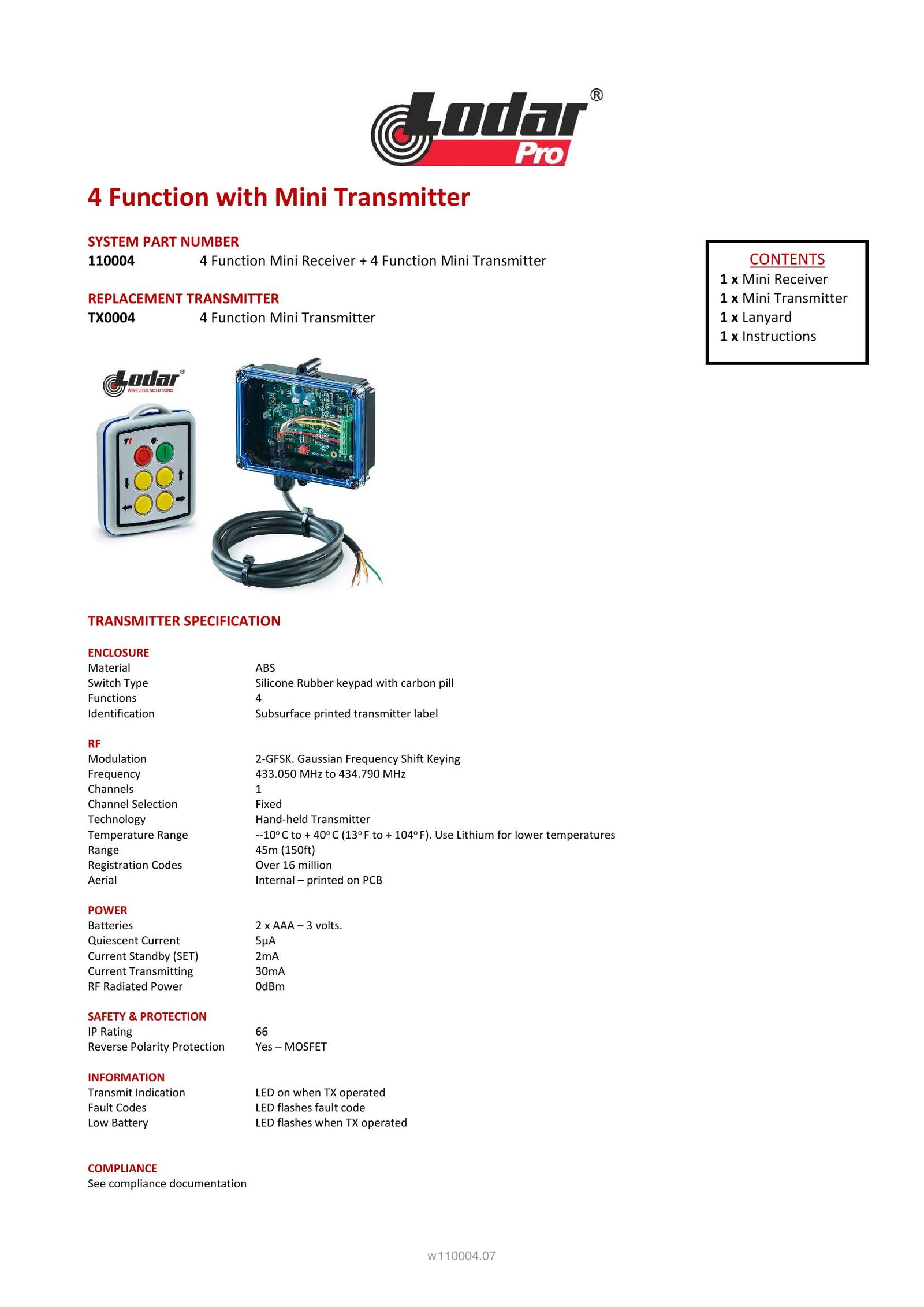 110004 - 4 Function with Mini Transmitter - Page 1