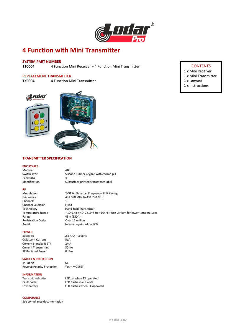 110004 - 4 Function with Mini Transmitter — Page 1
