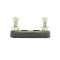The PIERCE 400 Amp Fuse is a black rectangular clamp featuring two vertical metal bolts and nuts, shown on a white background, designed for system protection in high-powered applications.