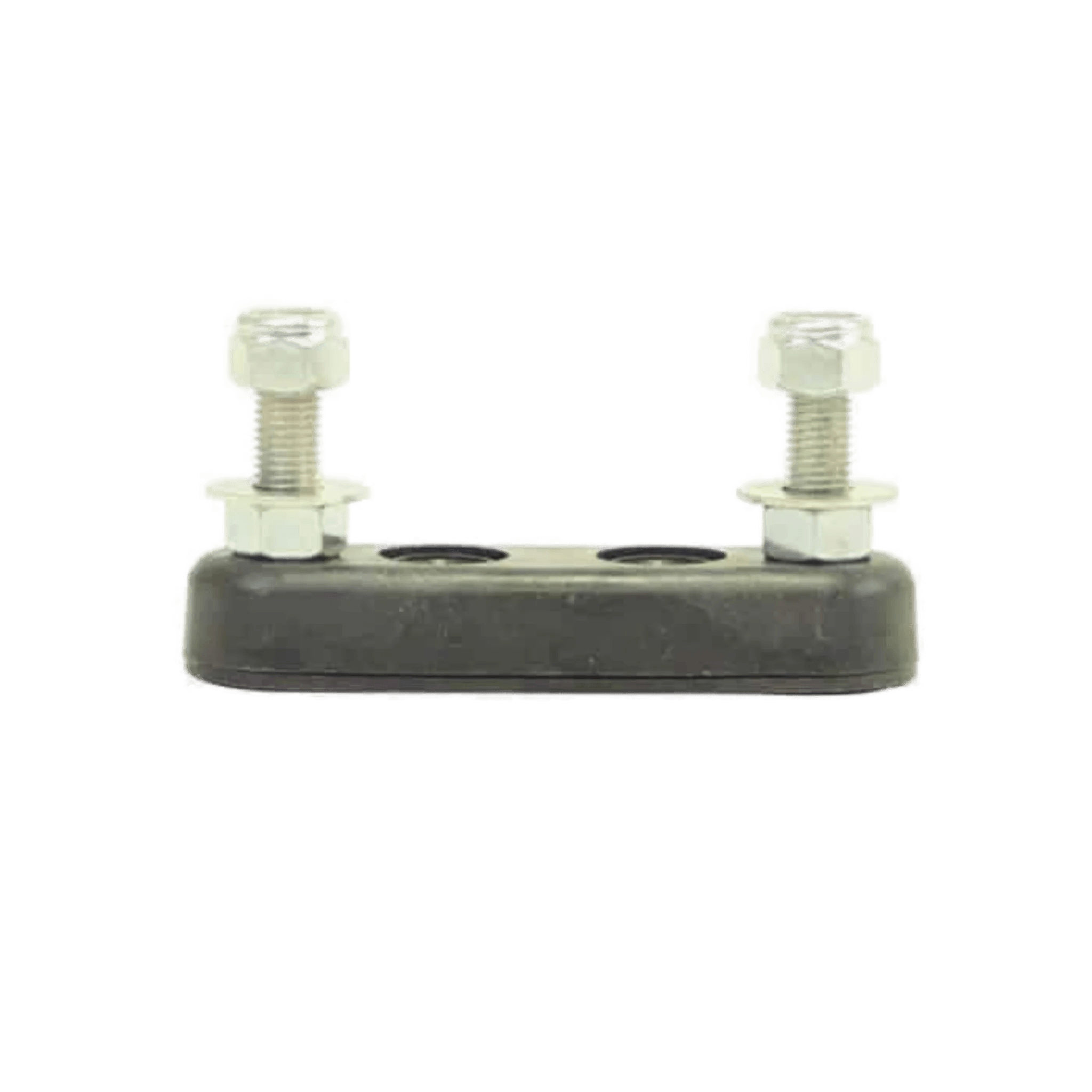 The PIERCE 400 Amp Fuse is a black rectangular clamp featuring two vertical metal bolts and nuts, shown on a white background, designed for system protection in high-powered applications.