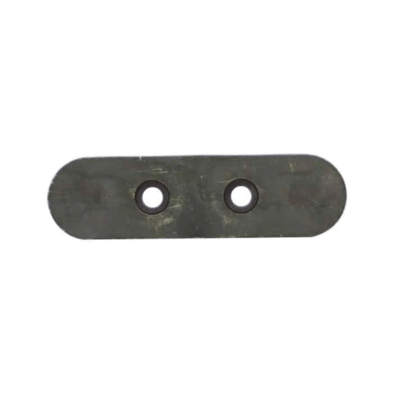 The 400 Amp Fuse from Terminal Supply Co. is a flat, oval metal plate with two circular center holes, engineered for high-powered protection and extended system lifespan.