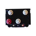 The Asetek Enterprise Company LTD 450 Amp Solenoid Switch is a black 12V unit with four metal terminals, one featuring a red ring, shown on a white background.