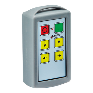 The 4 Function Lodar Replacement Standard Transmitter from Lodar LTD's 11 Series is a handheld remote control device equipped with colored buttons for directional and power functions. Ideal as a replacement for lost transmitters, it guarantees seamless operation with its user-friendly interface.