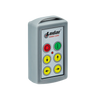 Lodar LTD's 9000 Series 4 Function Replacement Standard Transmitter features a gray design with colorful buttons, including arrows, a power symbol, and a stop symbol, blending seamlessly with the series.