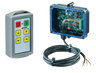 The remote control includes arrow buttons and an electronic circuit box with exposed wiring, seamlessly integrating into the Lodar LTD 11 Series 4 Function Standard Wireless Control System with FET Receiver.