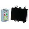 Introducing the 4 Function Standard Wireless Control System from Lodar LTD, part of the 90 Series. It includes a remote with buttons and a sleek black Relay Receiver, ideal for effortlessly and precisely controlling Solenoid Operated Equipment.