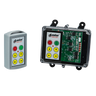 A 4 Function Standard Wireless Control System from the Lodar LTD 92 Series, featuring an FET Keypad Receiver with an IP 66 rating, rests beside an open electronic control unit, showcasing the intricate circuitry and buttons of the sophisticated design.