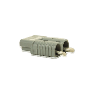 A PIERCE 4 Gauge Wire Connector, featuring a gray two-pronged electrical plug with a ribbed grip and quick connects, rests on a plain white background.