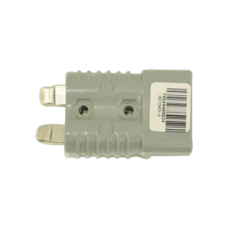 PIERCE 4 Gauge Wire Connector features two metal prongs and a barcode label on a gray body. Designed for quick, secure 4 gauge wire connections; shown on a white background.
