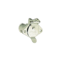 The 4 Prong Female Winch Plug by Standard Motor Products, Inc. is a metal trailer connector socket with a hinged cover, compatible as a replacement plug for PS654 series winches, shown isolated on a white background.