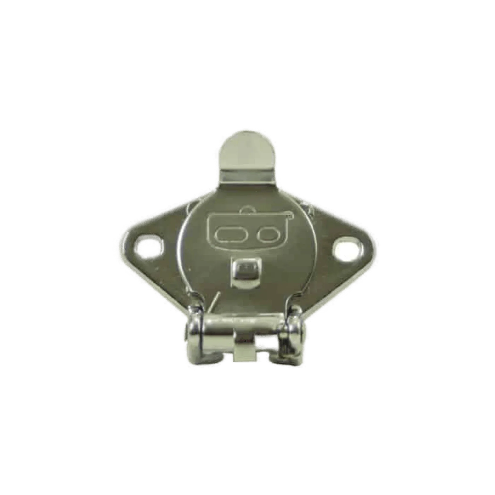 The 4 Prong Female Winch Plug by Standard Motor Products, Inc. features two screw holes and a flip-up clasp for PS654 series winches, ideal as a replacement part and shown on a white background.