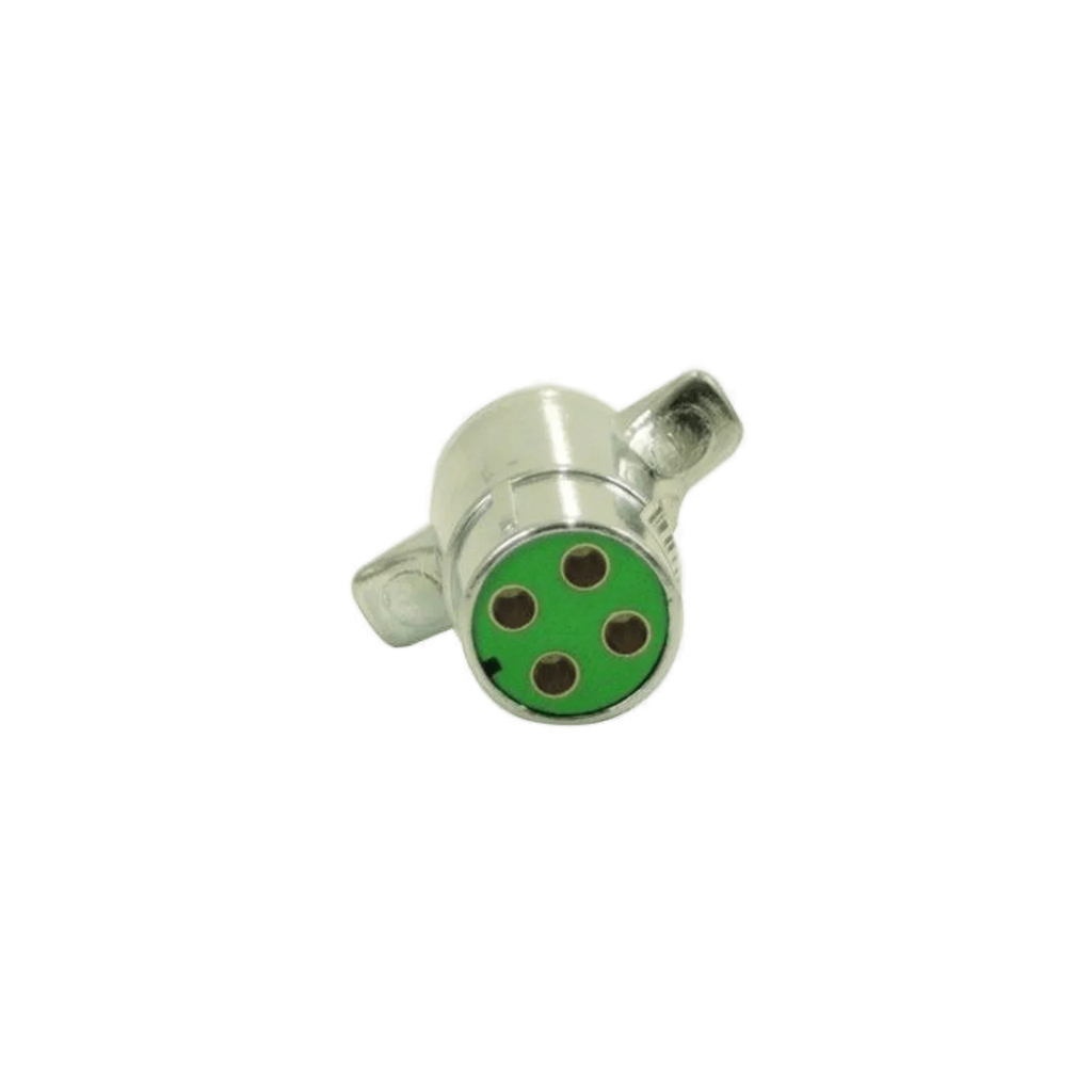 A close-up of the Stoneridge Inc 4 Prong Male Winch Plug, designed for PS654 series winches or as a replacement for your current winch connector.