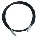 The Trausch Dynamics Dump Kits 5-foot hose features metal connectors on both ends and is coiled in a circular shape against a white background.