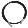 The Trausch Dynamics Dump Kits 5-foot hose features metal connectors on both ends and is coiled in a circular shape against a white background.