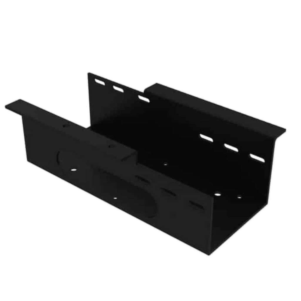 The Standard Winch Mount 654 Series by Internal - Production Shop is a heavy-duty plated steel bracket with multiple holes and cutouts, displayed against a white background.