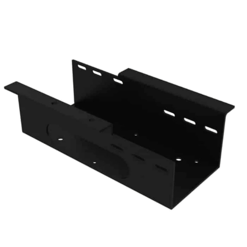 The Standard Winch Mount 654 Series by Internal - Production Shop is a heavy-duty plated steel bracket with multiple holes and cutouts, displayed against a white background.