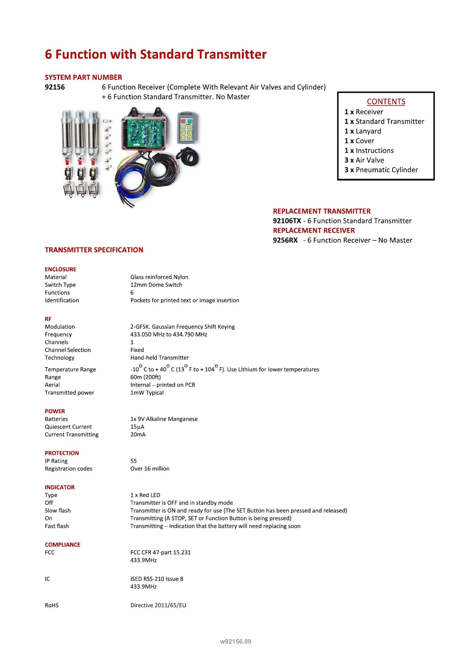 92156 - 6 Function with Standard Transmitter - Page 1