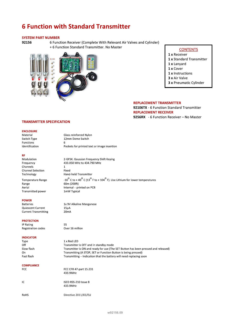 92156 - 6 Function with Standard Transmitter — Page 1
