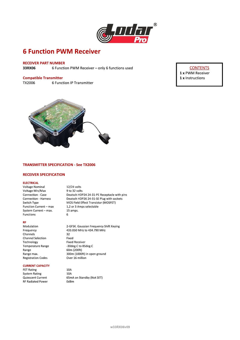 33RX06 - 6 Function PWM Receiver — Page 1