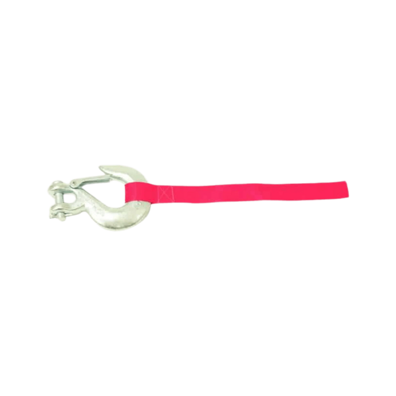 The PIERCE 6,000 lb Recovery Winch features a silver metal hook with a bright pink strap, ideal for light-duty recovery tasks. Displayed on a plain white background.