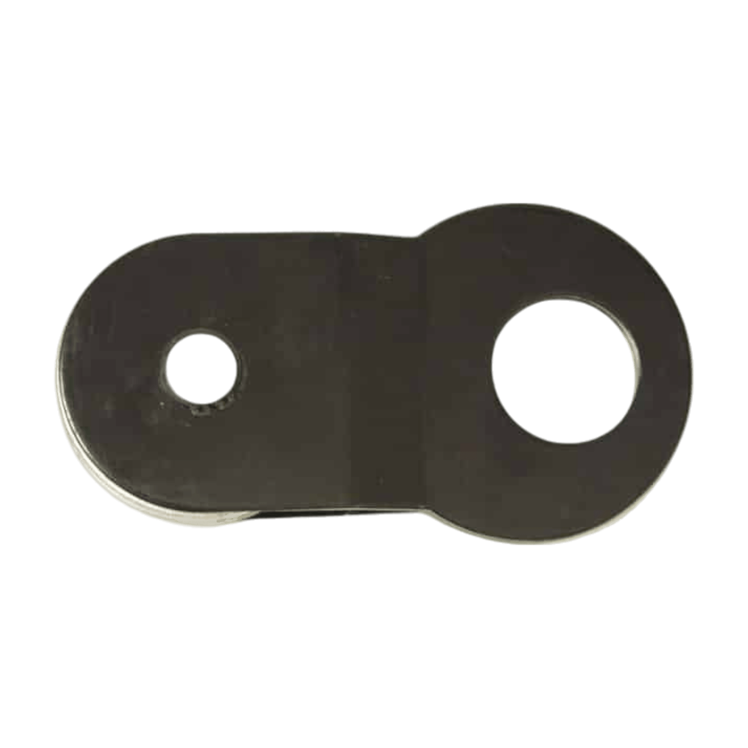 Flat metal plate with two differently sized circular holes on each end, designed as a mounting accessory for the Internal - Pierce Assembly Team 6,000 lb Recovery Winch, shown against a white background.
