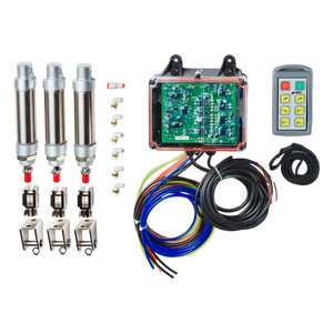 The 6 Function Standard Wireless Actuator Control System | 92 Series | FET Air Receiver from Lodar LTD includes three sensors, cables, connectors, a circuit box, and an advanced remote control system.
