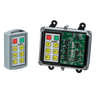 The 6 Function Standard Wireless Control System from Lodar LTD, part of the 92 Series with a FET Keypad Receiver, features a transparent case that reveals its intricate circuit board and various buttons. This design enhances remote operation by showcasing the detailed electronic components, making it ideal for wireless control setups.