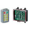 The 6 Function Standard Wireless Control System by Lodar LTD (92 Series) features two electronic control devices: a handheld remote with buttons, ideal for remote operation, and a clear-cased circuit board.
