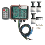 PIERCE 6 Function Direct Mount Wireless Air System for Jerr-Dan (Husco Valves) includes electronic control box with remote, cables, connectors, screws, and three bolt-on pneumatic actuators.