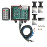 PIERCE 6 Function Direct Mount Wireless Air System for Jerr-Dan (Husco Valves) includes electronic control box with remote, cables, connectors, screws, and three bolt-on pneumatic actuators.