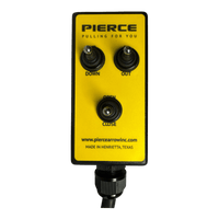 The PIERCE 6 Function Wrecker Remote features three toggle switches labeled Down, Out, and Open/Close—perfect for controlling hydraulic power units or solenoid systems.