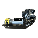 The PIERCE 110V Electric Winch features a worm-gear design, 7,500 lb capacity, 11" drum, and black/silver finish on a durable metal base.