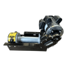 The PIERCE 110V Electric Winch features a worm-gear design, 7,500 lb capacity, 11" drum, and black/silver finish on a durable metal base.