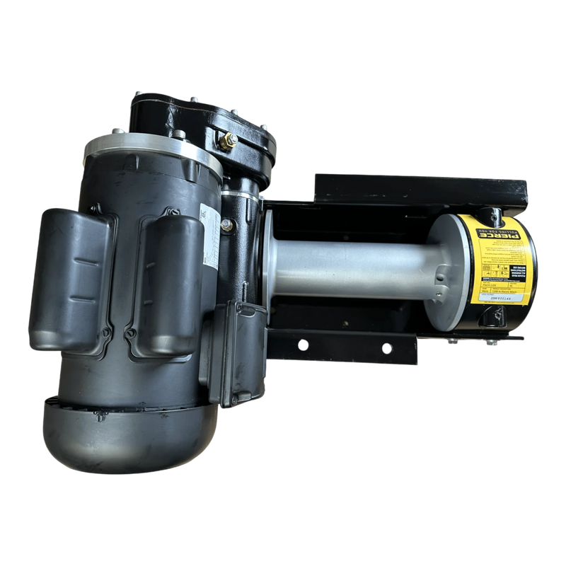 PIERCE 110V Electric Winch – 7,500 lb, 11" Drum by PIERCE with a black and silver worm-gear design, mounted on a black metal base.