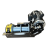 PIERCE 110V Electric Winch with 7,500 lb capacity and an 11" split drum, mounted on a black base.