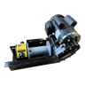 The PIERCE 110V Electric Winch – 7,500 lb, from Internal - Pierce Assembly Team, features a black frame with a yellow label and an 8" drum. Shown at an angle, it's designed for heavy-duty lifting and pulling tasks.