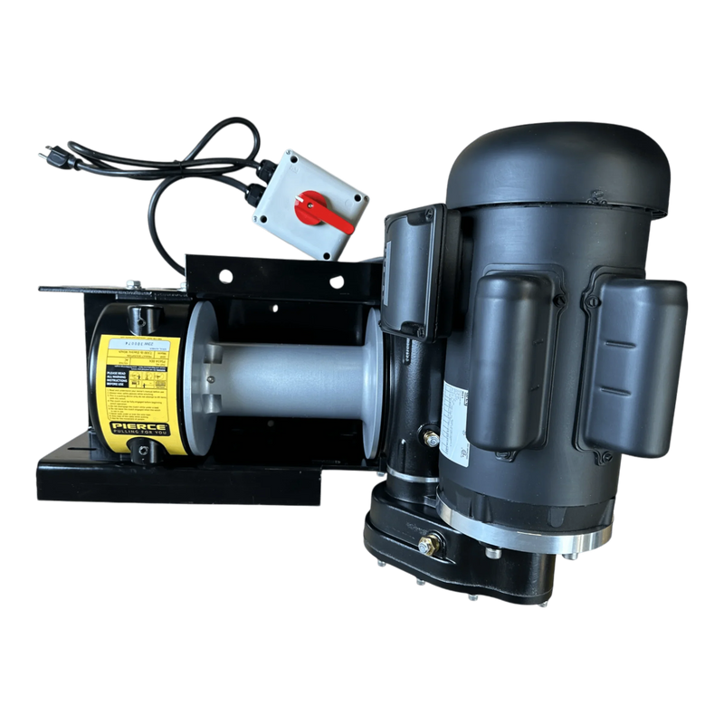 The PIERCE 110V Electric Winch – 7,500 lb, 8" Drum by Internal - Pierce Assembly Team is ideal for applications demanding powerful pulling capacity in industrial settings.