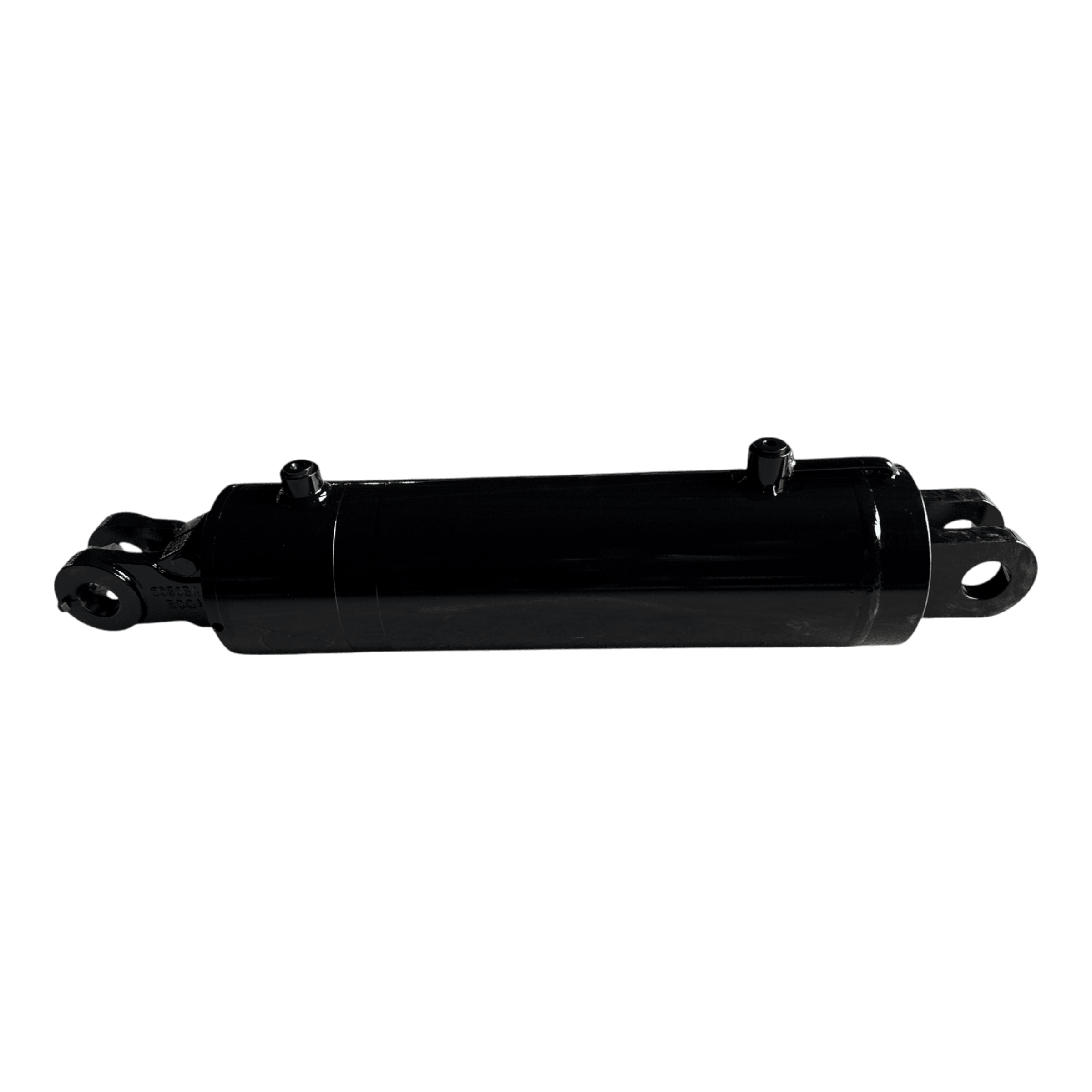 PIERCE welded hydraulic cylinder with 5-inch bore and 14-inch stroke, featuring mounting points on both ends, ideal for flatbed dump kits, shown on a white background.