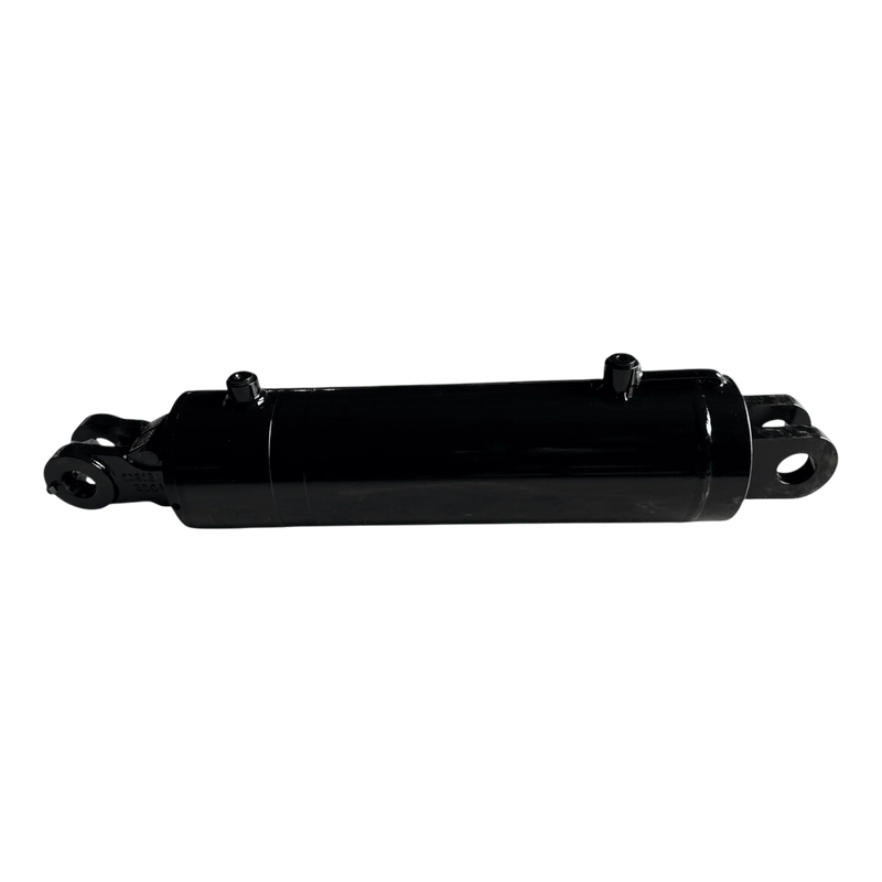PIERCE welded hydraulic cylinder with 5-inch bore and 14-inch stroke, featuring mounting points on both ends, ideal for flatbed dump kits, shown on a white background.