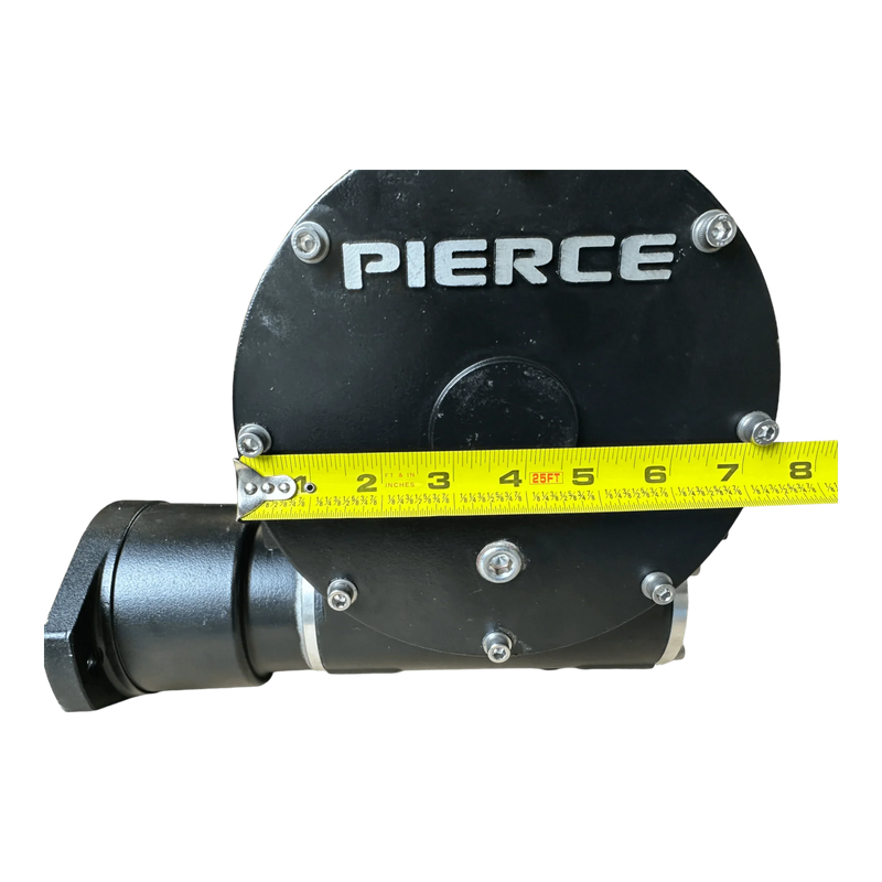 Black PIERCE industrial winch with an 11" drum, narrow mount design, and 8,000 lbs. capacity—ideal for heavy-duty tasks.