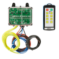 Lodar Service 92 Series: 8 Function IP Wireless Actuator Control System with FET Air Receiver (no actuators), features a black handheld transmitter with buttons, indicator lights, multicolored wires, and electronic circuit board.