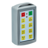The 8 Function Lodar Replacement Standard Transmitter by Lodar LTD is encased in an elegant grey design and includes clearly labeled buttons for functions such as tilt, arm, shift, and winch. This essential remote is compatible with the 11 Series and serves as an ideal spare transmitter.