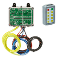The Lodar Service 8 Function Standard Wireless Actuator Control System (92 Series, FET Air Receiver, No Actuators) features a circuit control box with colorful wires and a separate gray remote with yellow buttons.